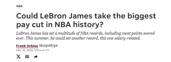 英雄联盟直播-詹姆斯或创NBA降薪纪录！下赛季可能少赚4873万：从顶薪变底薪？